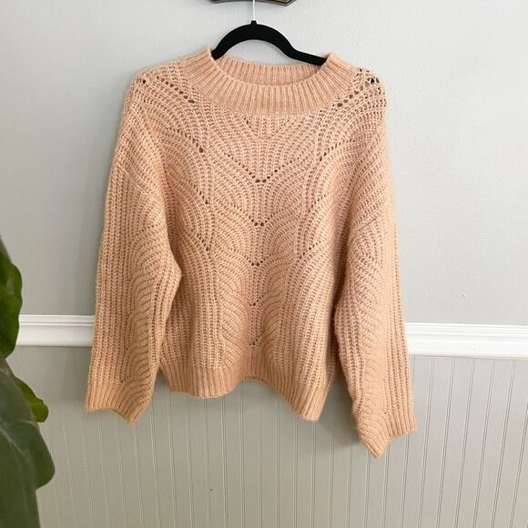 Mango Tan Chunky Knit Sweater Recycled Polyester Size Small - Picture 1 of 10